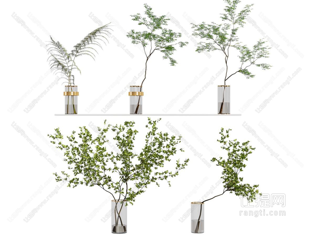现代玻璃花瓶花卉