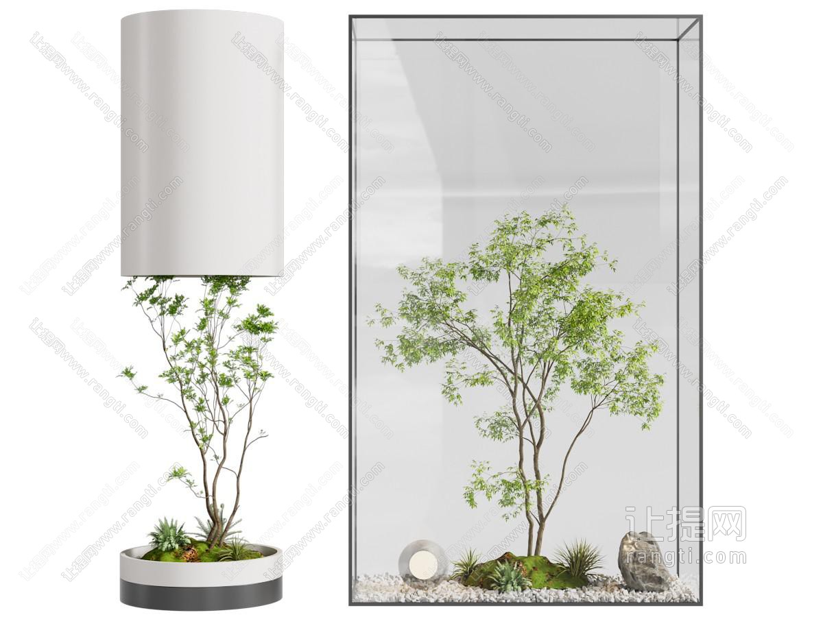 现代花草植物 石头室内景观园艺小品