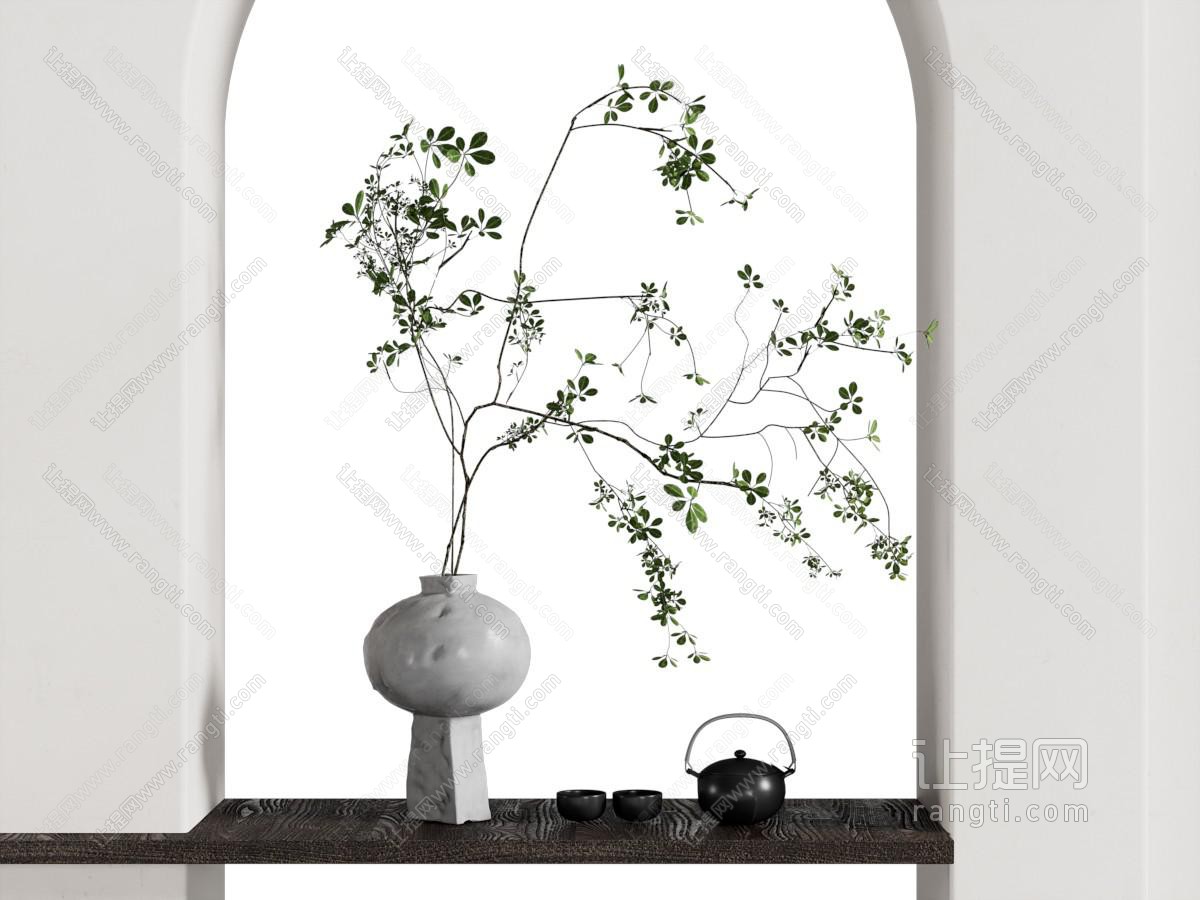 现代陶艺花瓶花卉 茶壶杯子