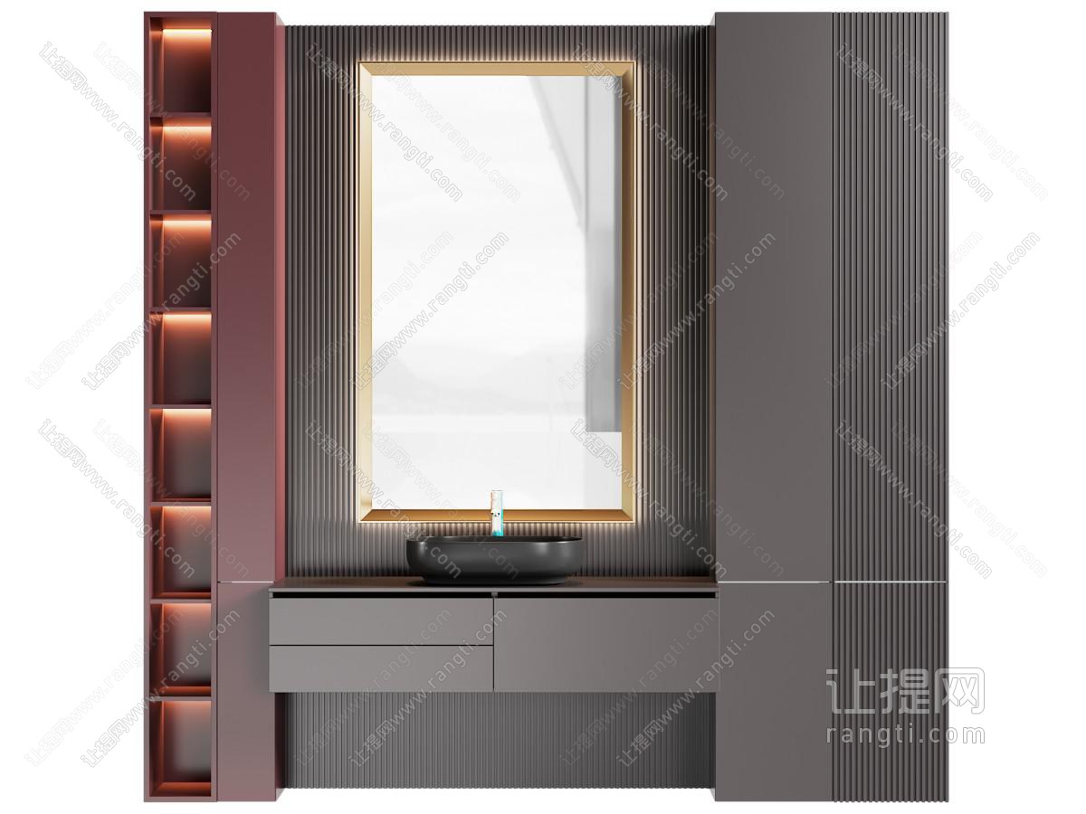 现代洗手台 镜子 浴室柜