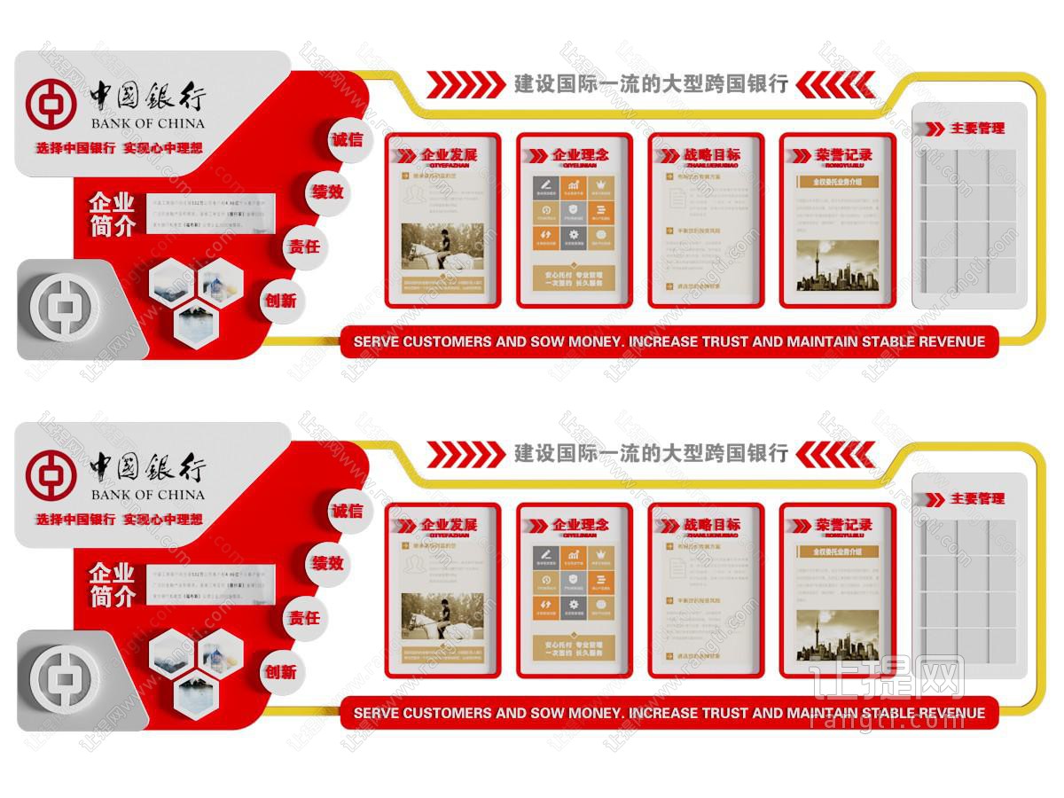 现代中国银行企业文化墙