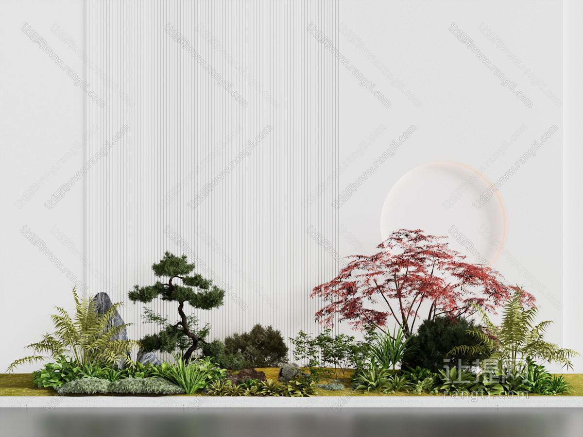 现代室内景观墙 树木 花卉花草景观园艺小品