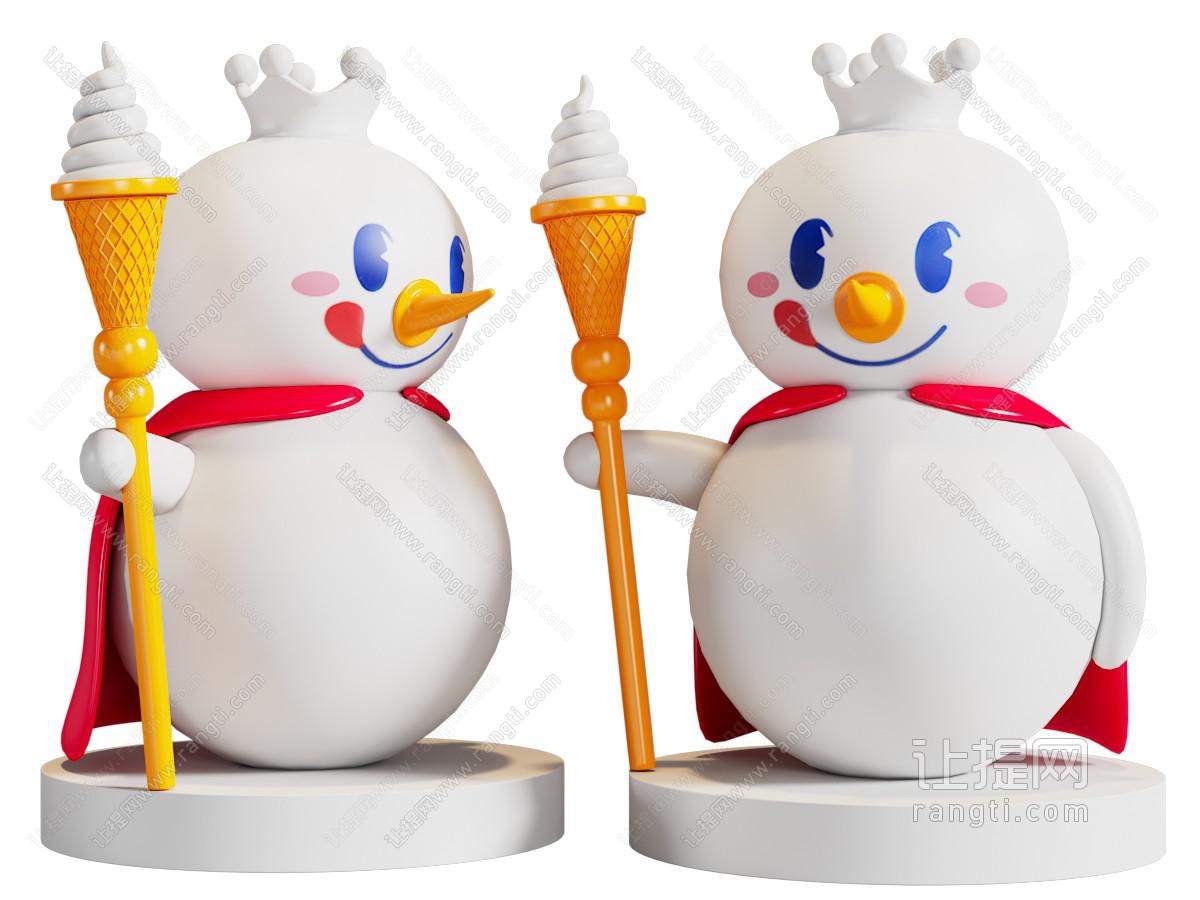 现代雪人雕塑雕刻摆件组合