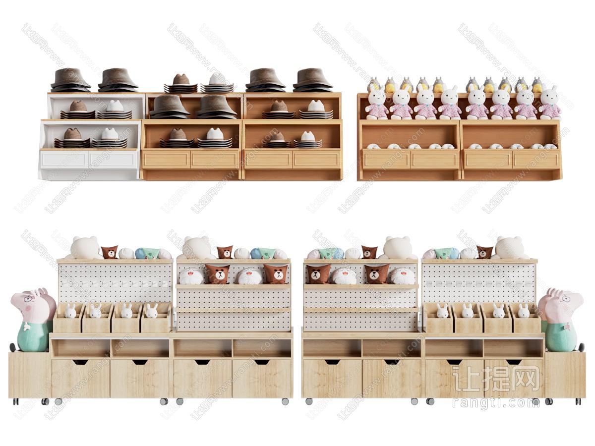 现代玩具玩偶 帽子 货架 展柜
