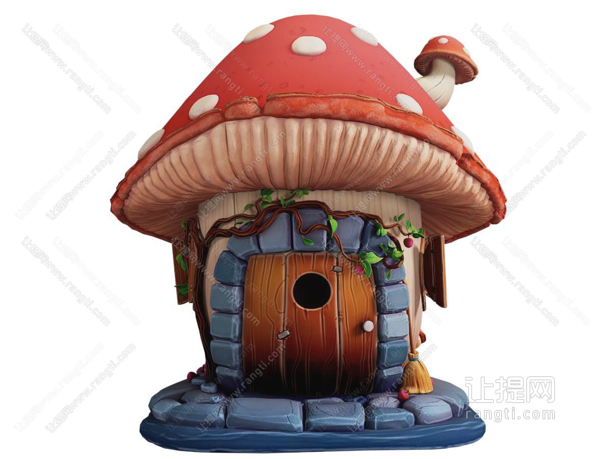 现代卡通蘑菇房子 卡通场景小品