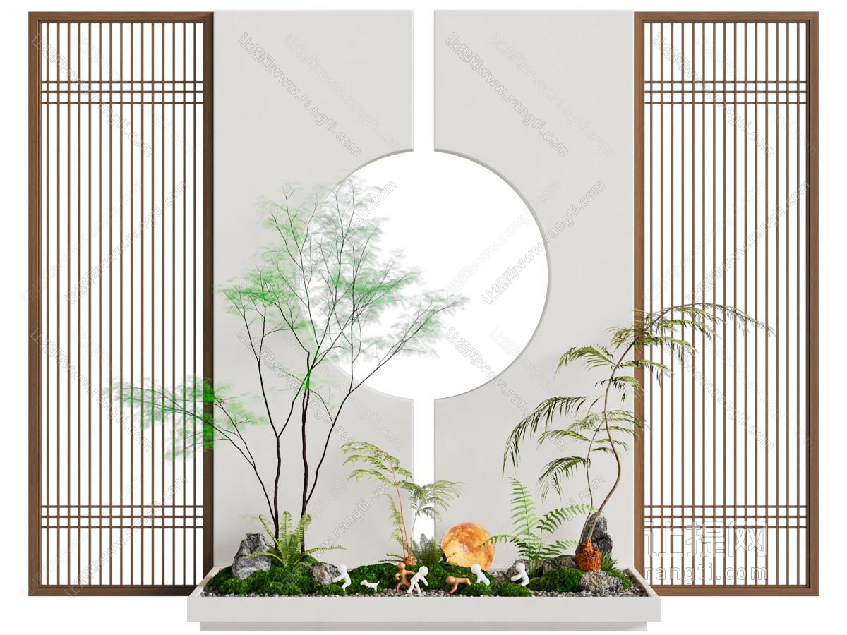 新中式隔断 室内景观园艺小品