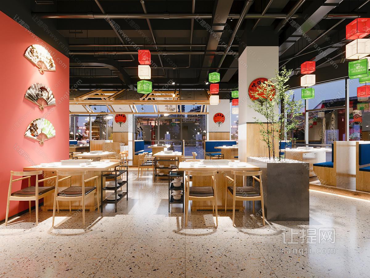 新中式饭店餐馆就餐区