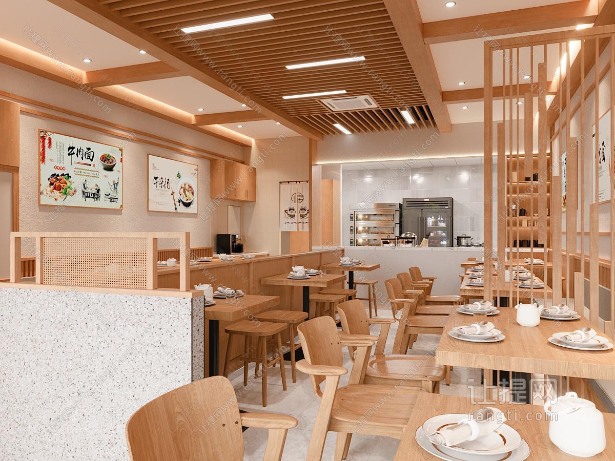 现代原木风饭店餐馆 小吃店