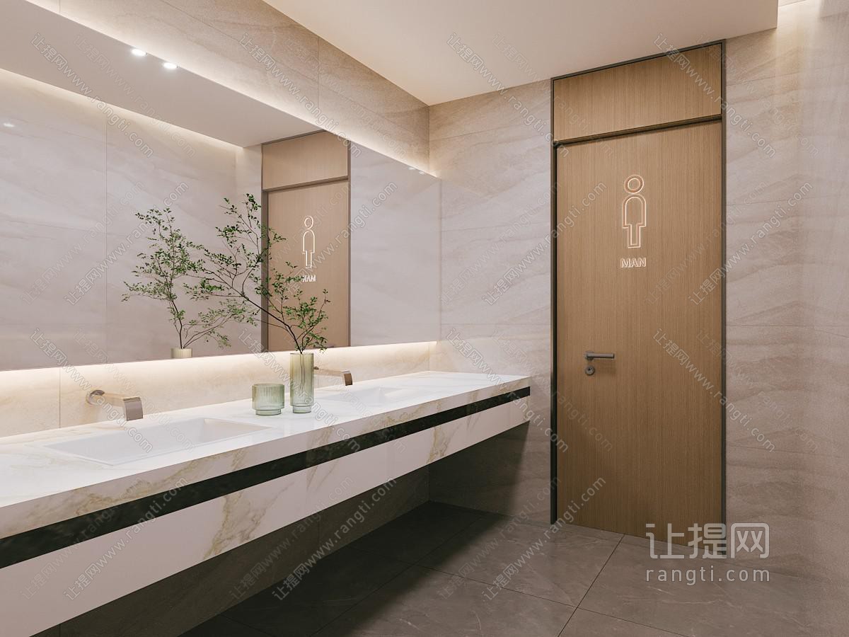 现代公共卫生间 洗手间