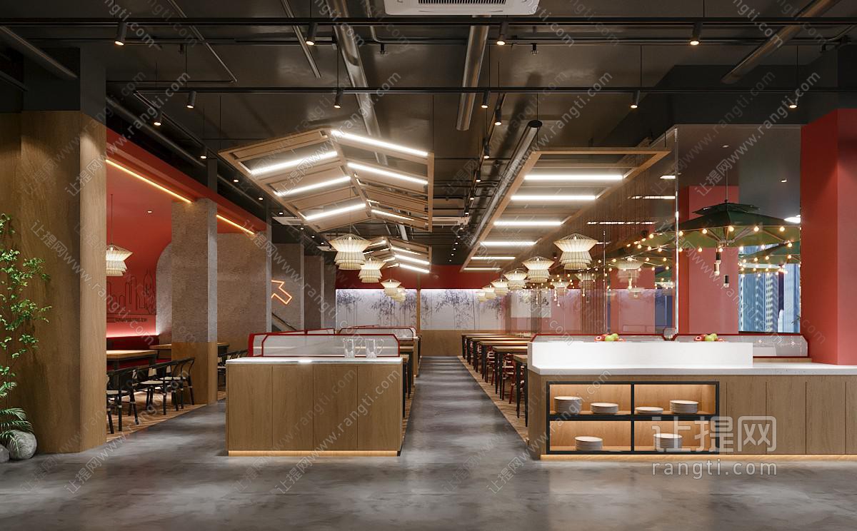 新中式饭店餐馆就餐区