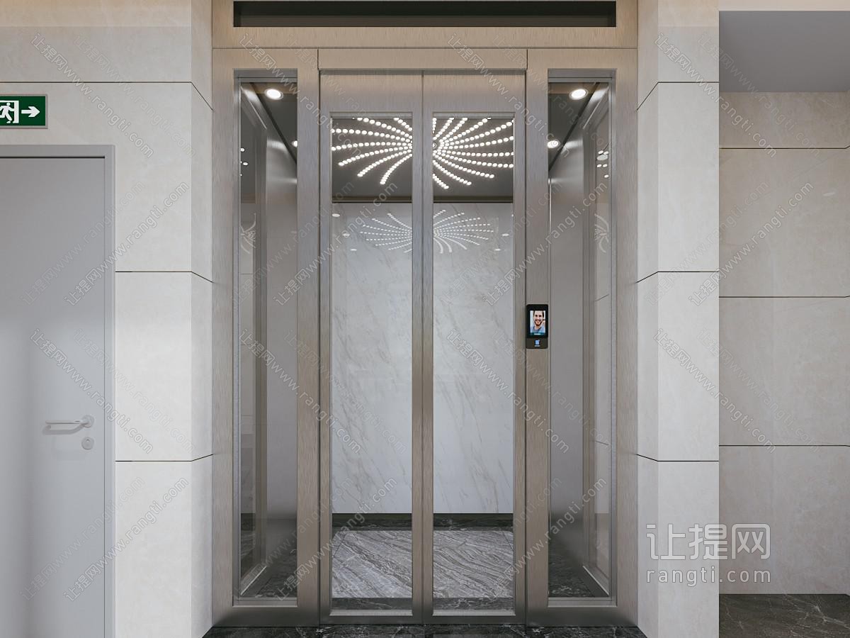 现代办公玻璃双开门 密码门