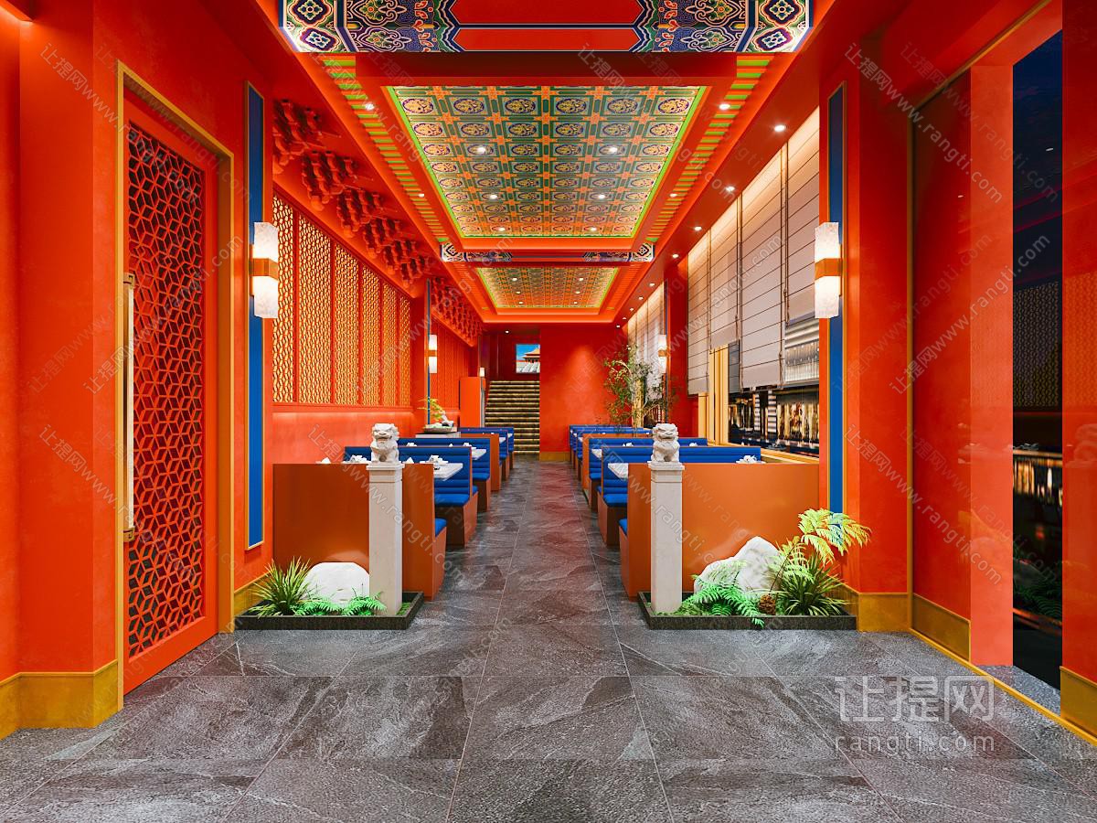 新中式饭店餐馆就餐区