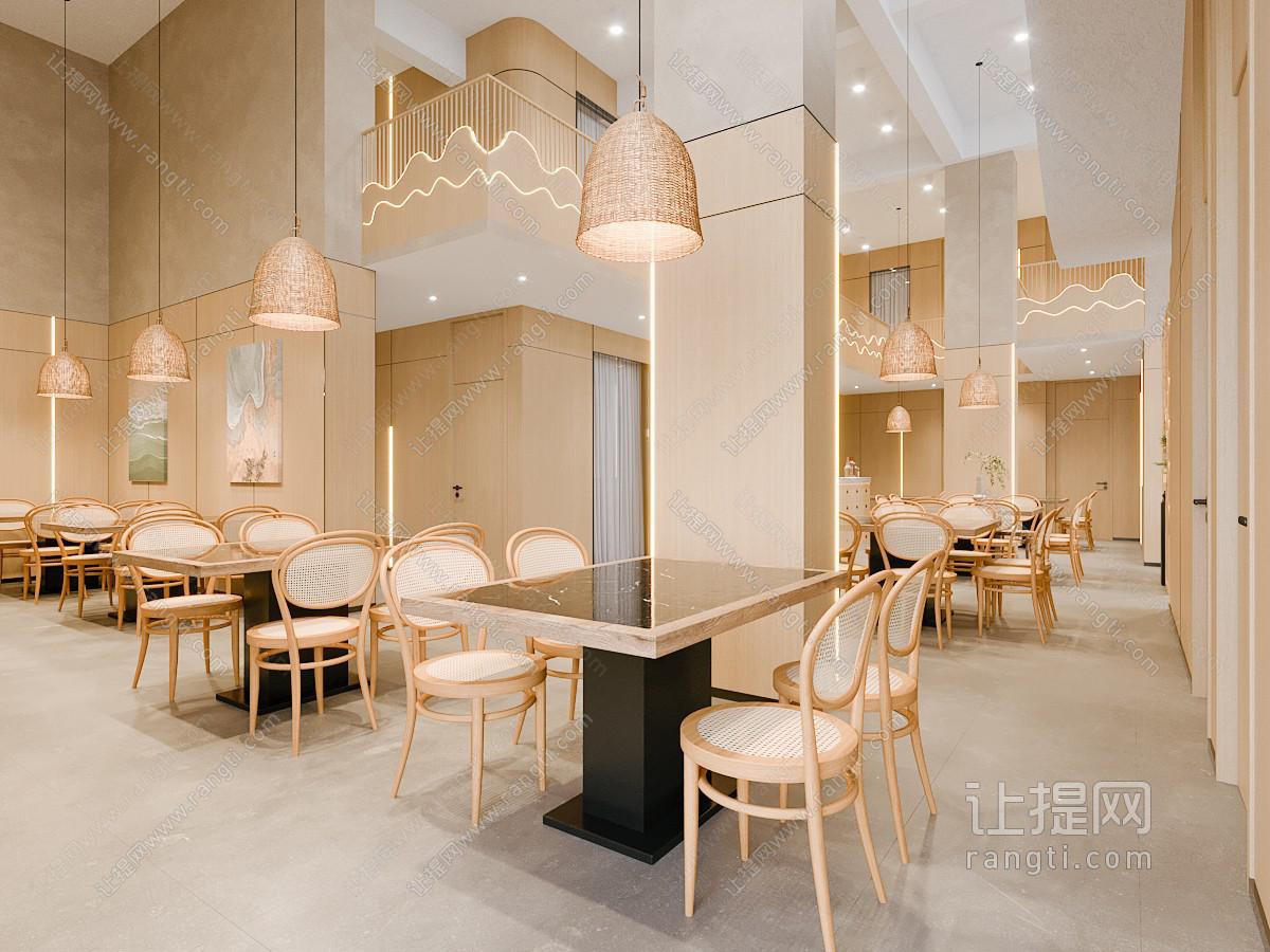 新中式饭店餐馆就餐区