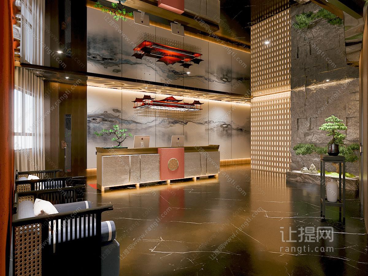 新中式大堂前台接待区