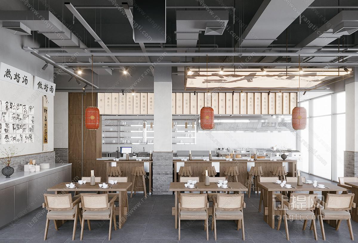 新中式饭店餐馆就餐区