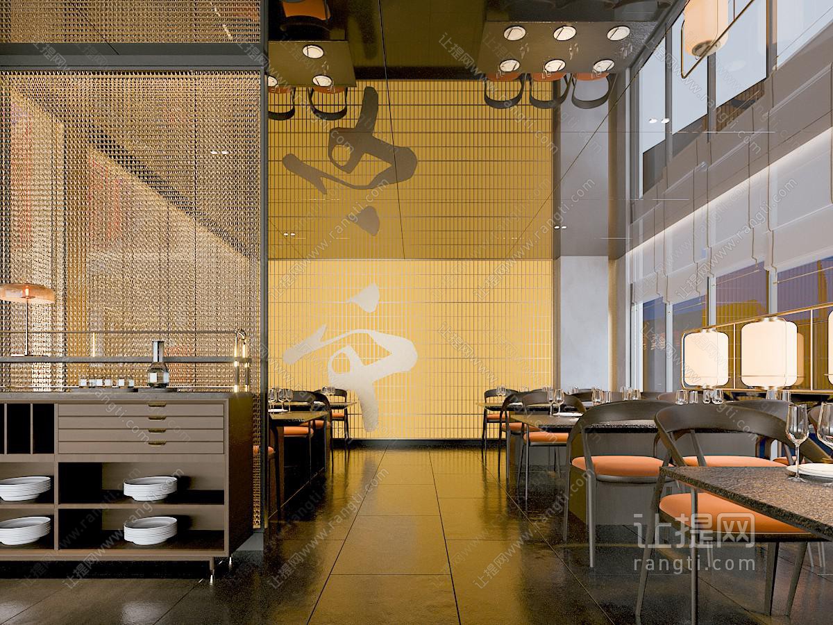 新中式饭店餐馆就餐区
