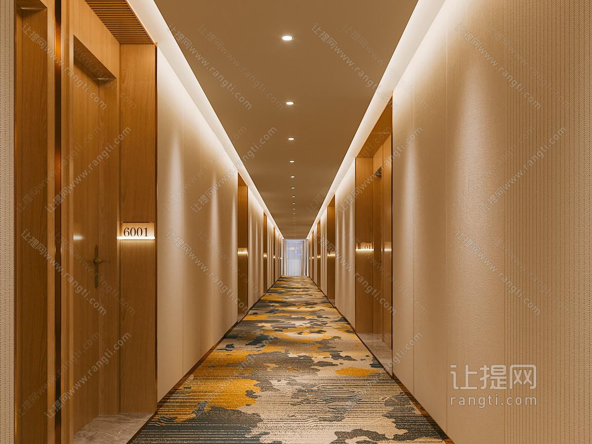 新中式酒店客房走廊过道