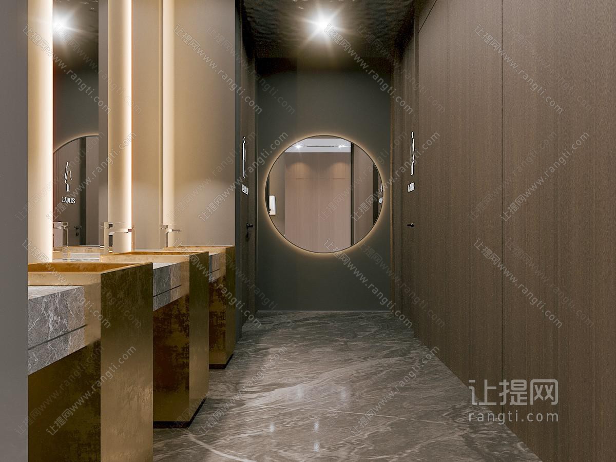 新中式公共卫生间 洗手间