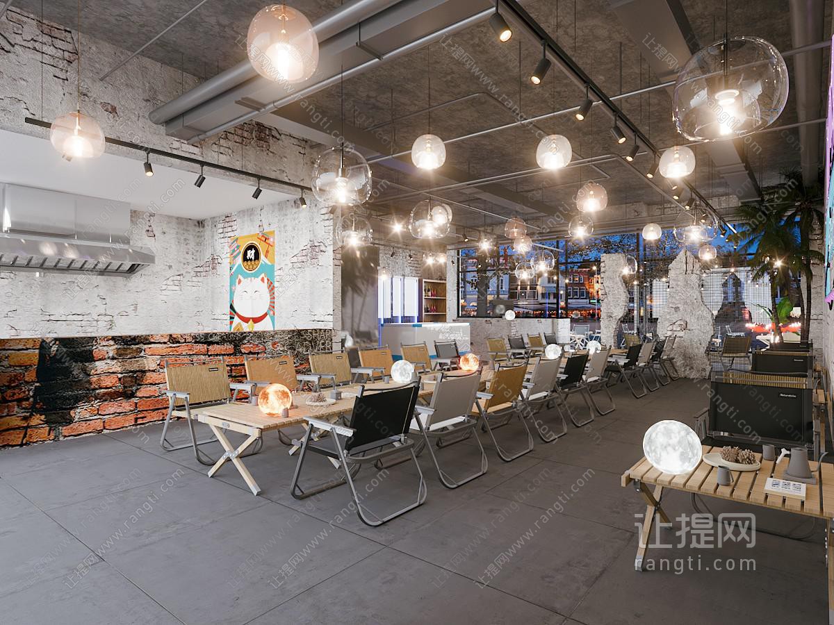 工业风loft饭店餐馆就餐区