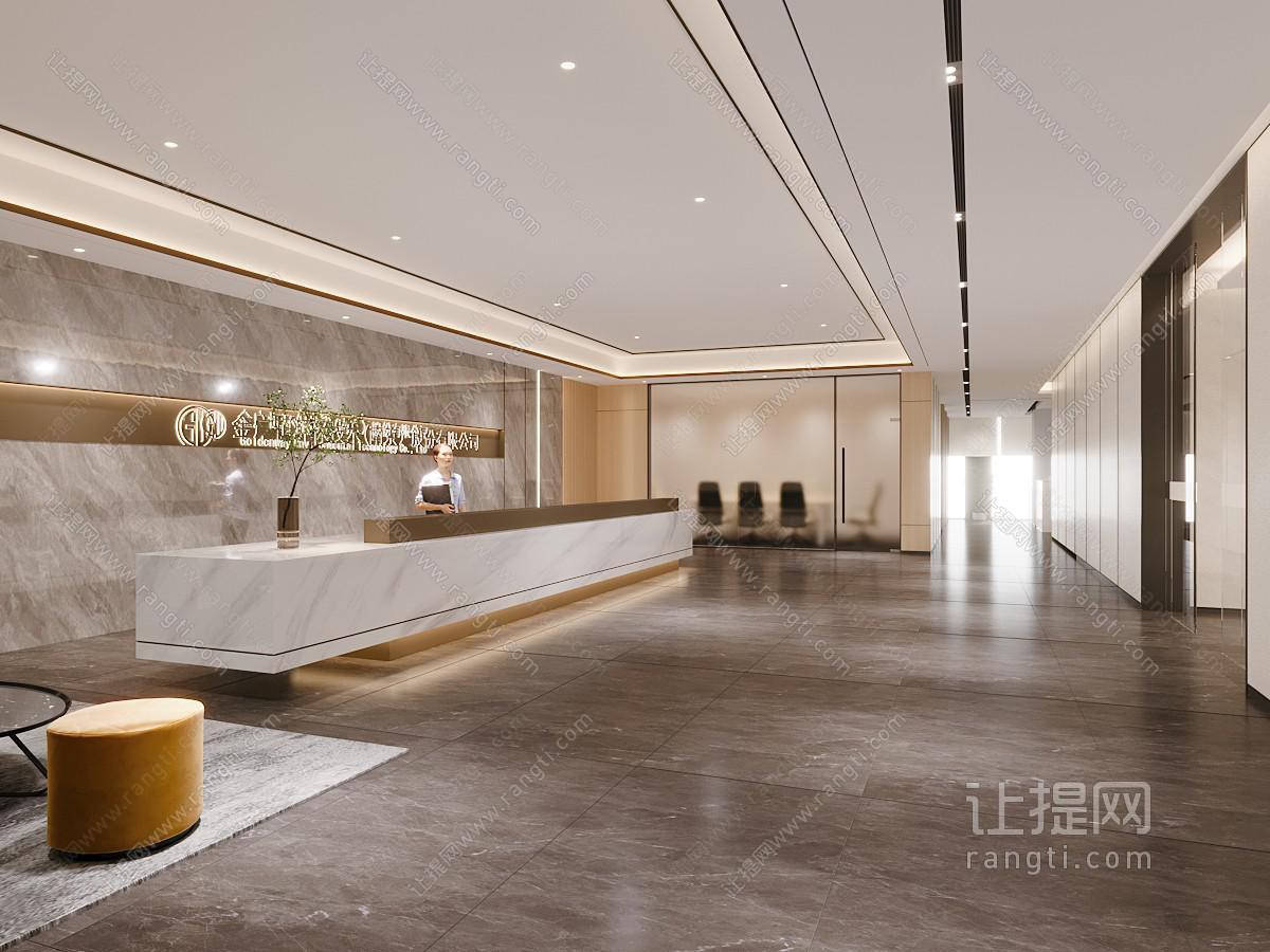 现代公司大厅前台接待区