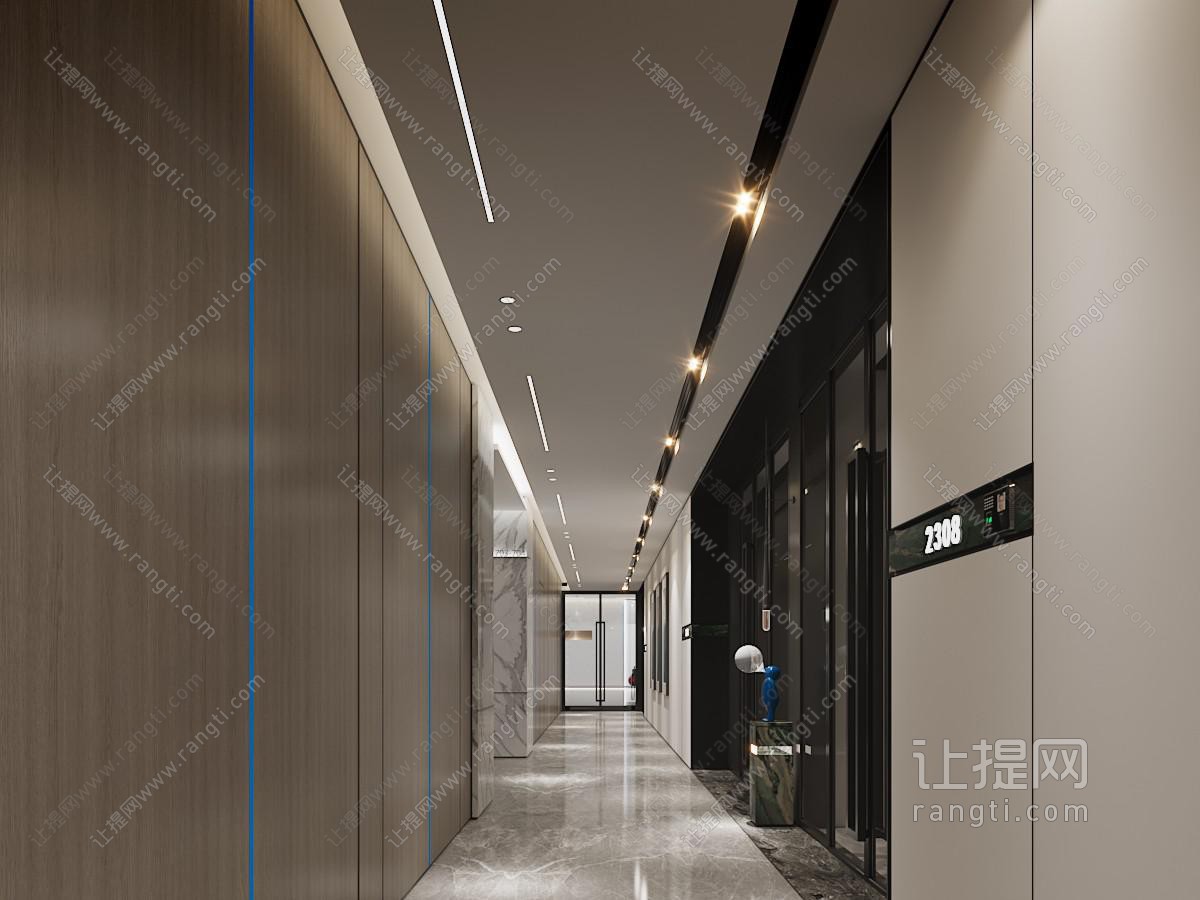 新中式酒店客房走廊过道