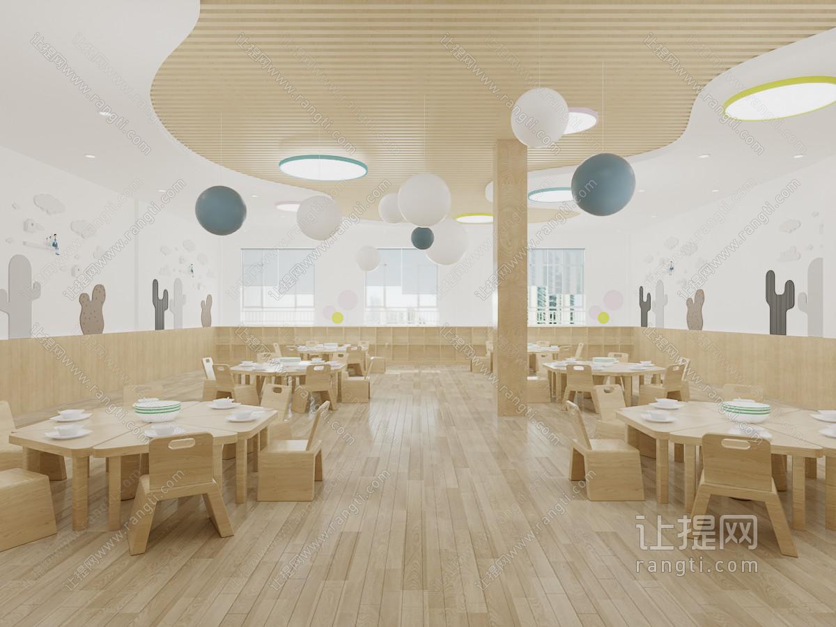 现代幼儿园 儿童食堂餐厅