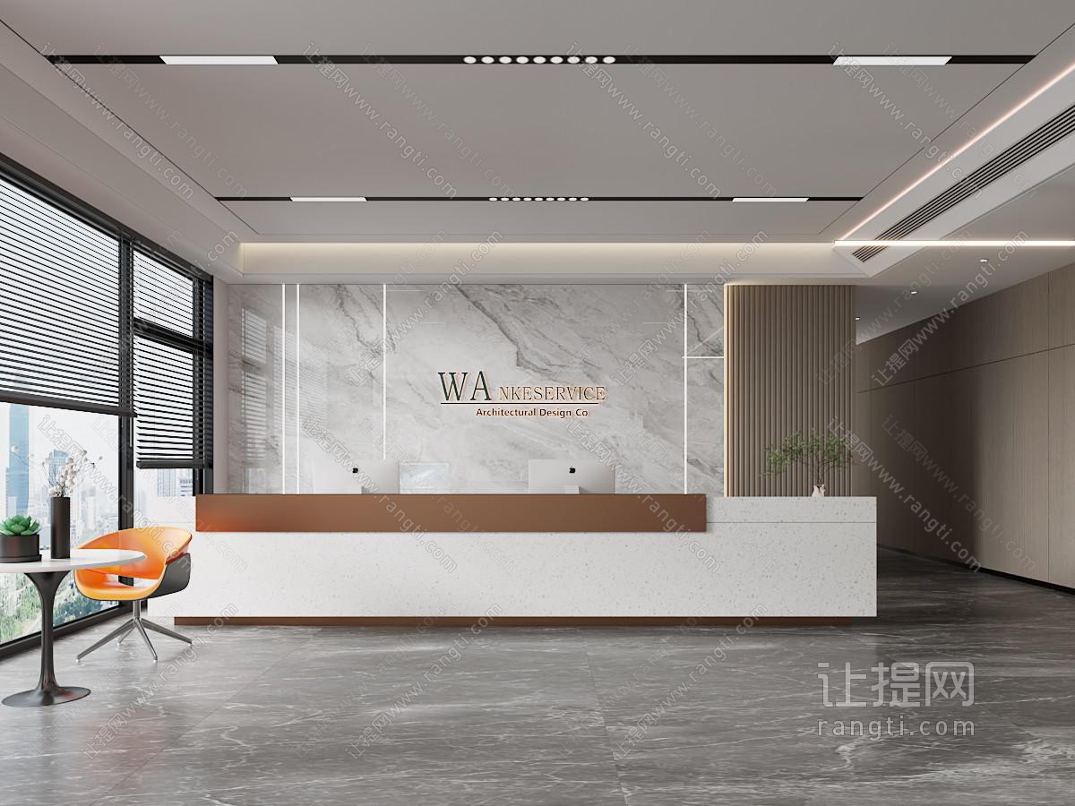现代公司前台接待台 前台接待区