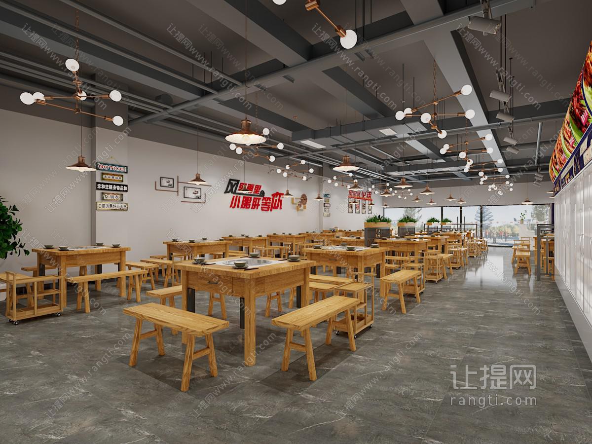 工业风loft怀旧饭店餐馆就餐区