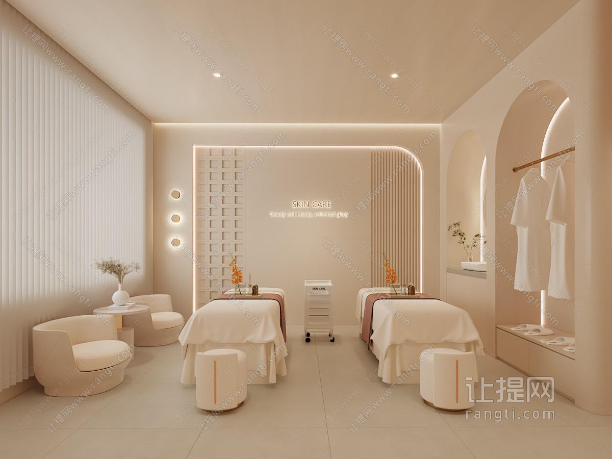 现代奶油风美容按摩店 spa会所