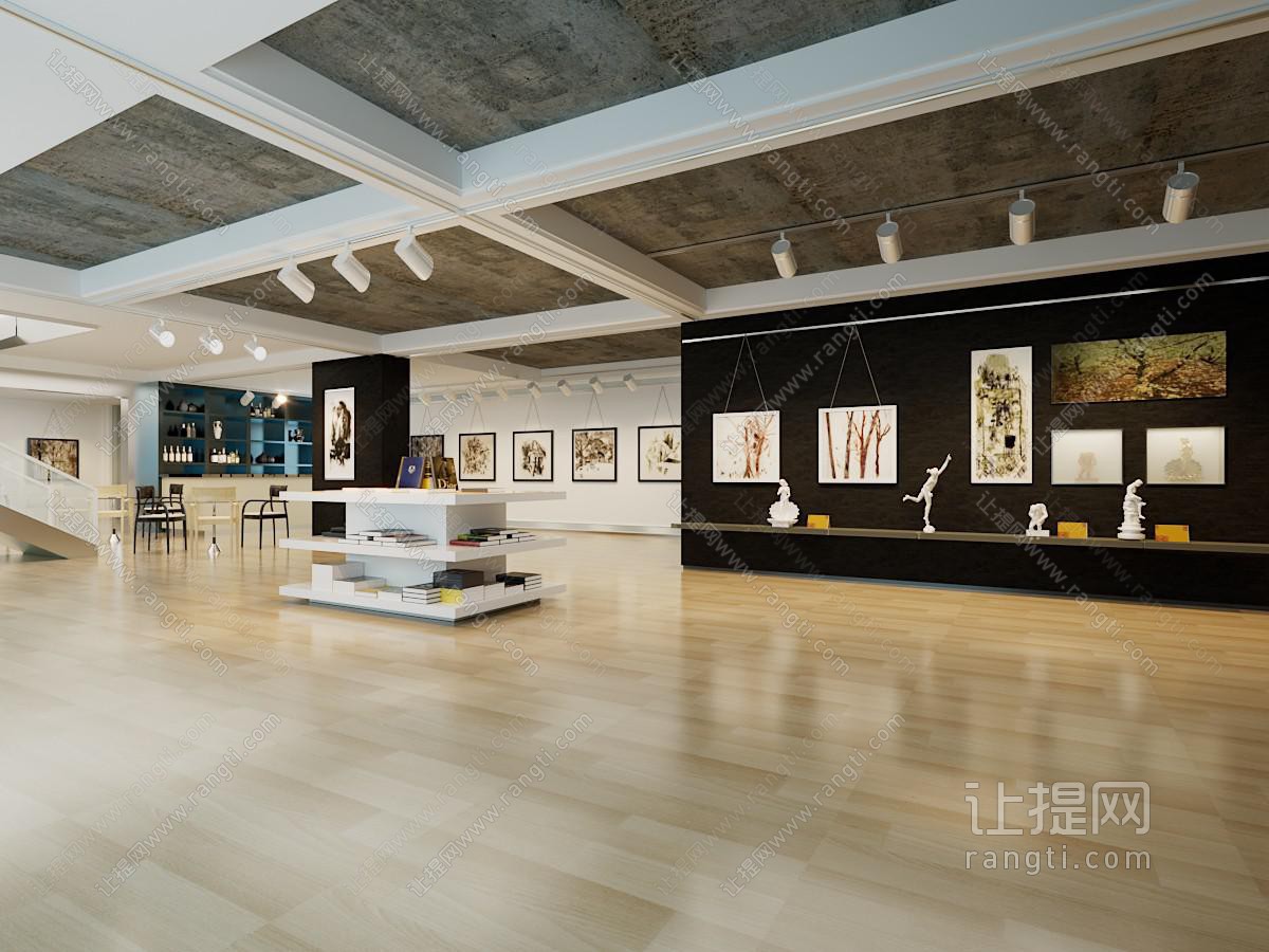 现代展厅 美术馆 名画 雕塑