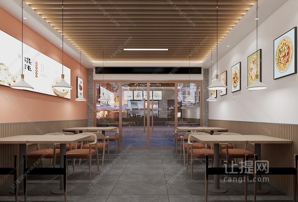 新中式饭店餐馆就餐区