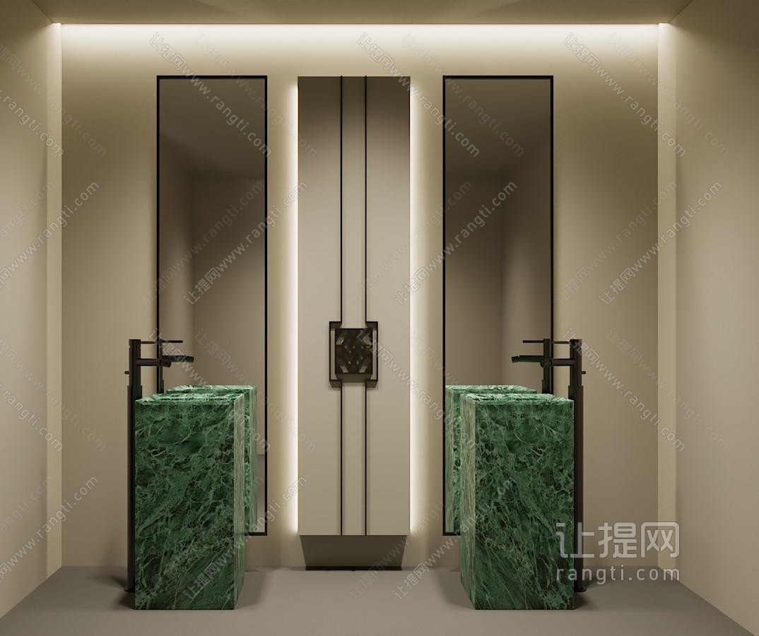 新中式公用洗手间 卫生间