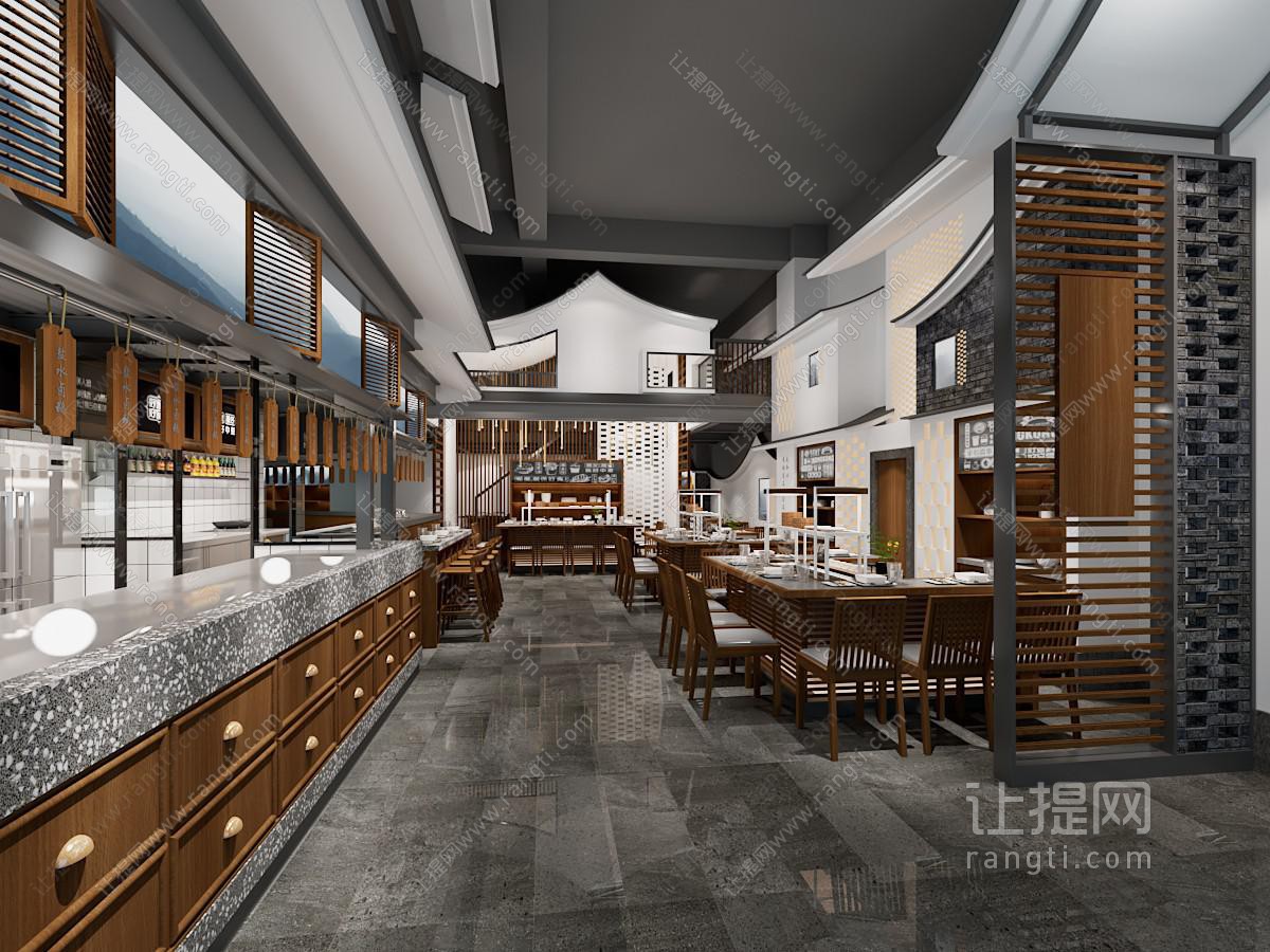 新中式饭店餐馆就餐区