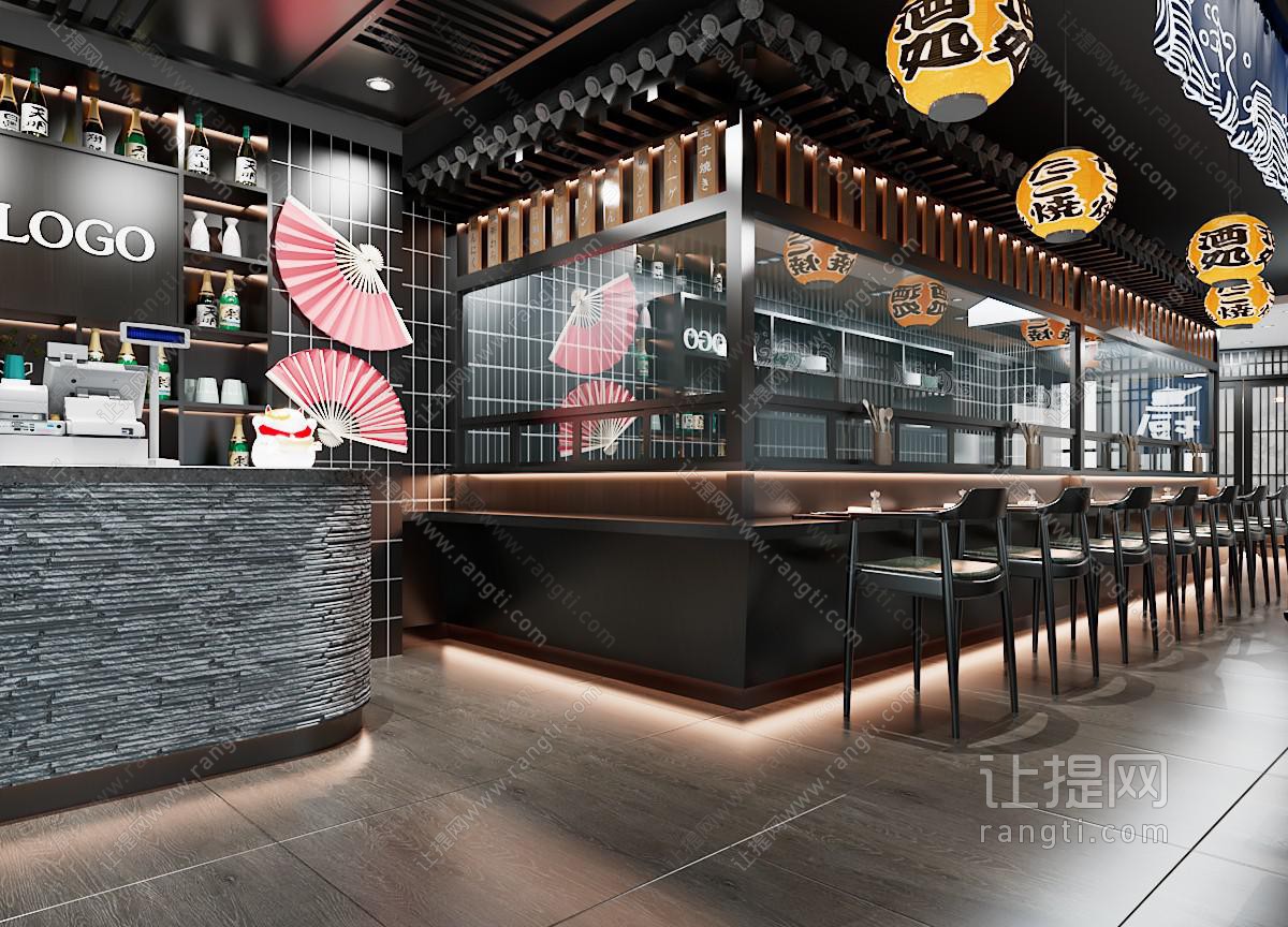 日式饭店餐馆就餐区吧台