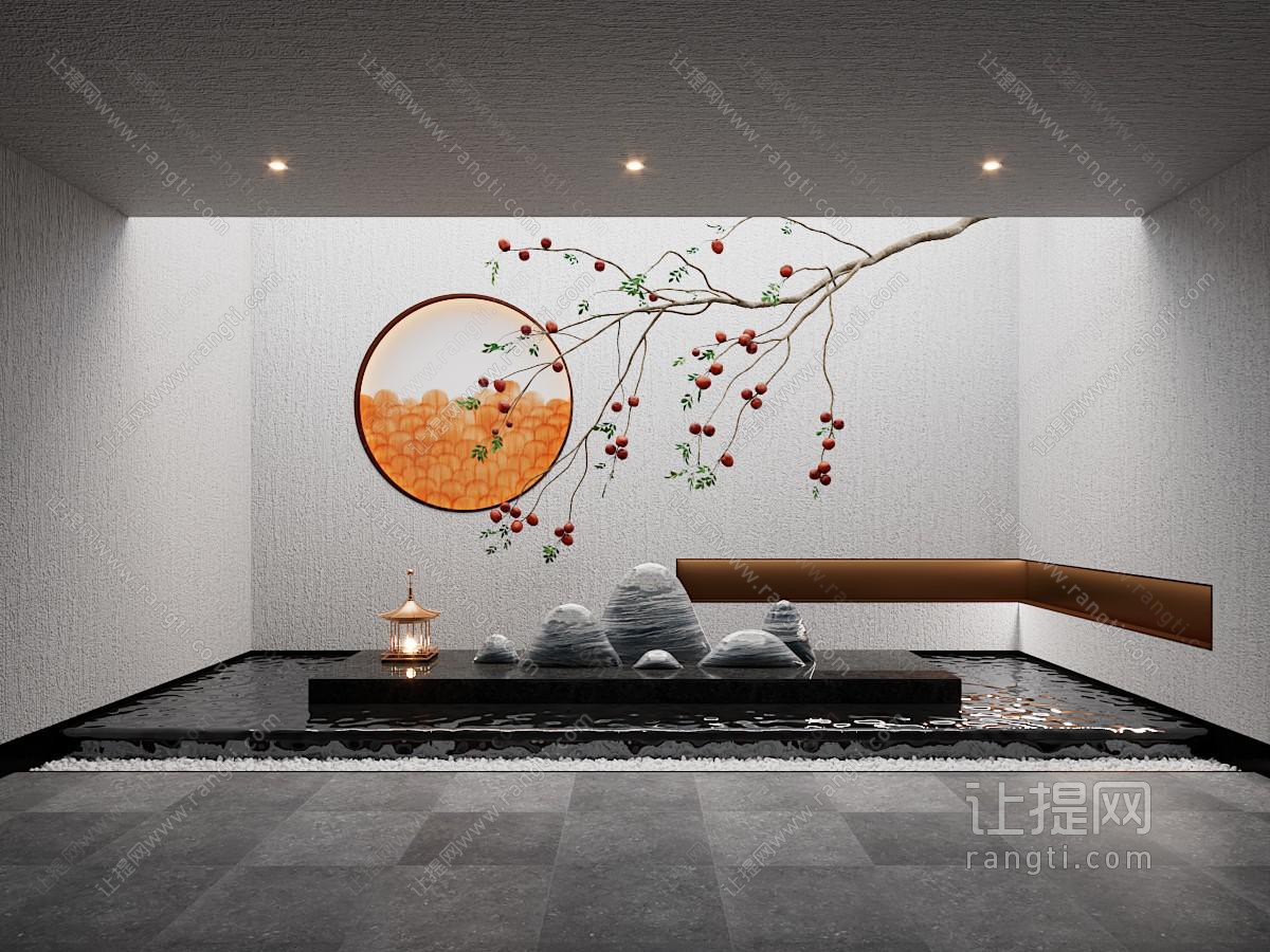 新中式水景室内景观园艺小品