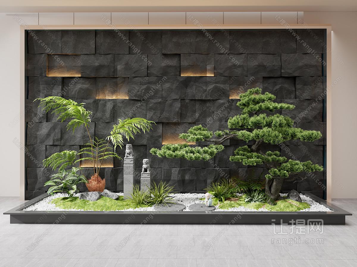 新中式室内松树 花草景观园艺小品