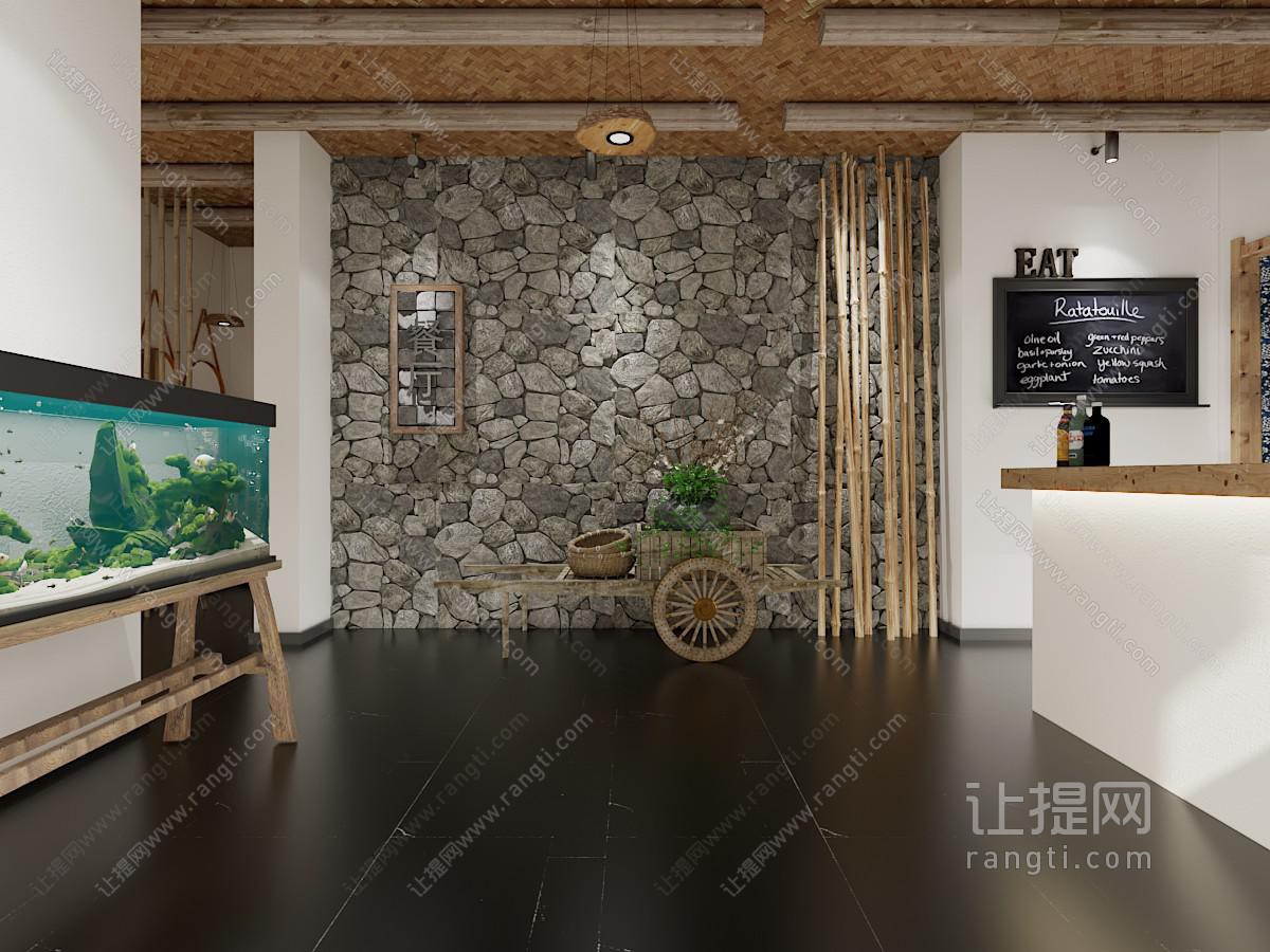 侘寂风饭店餐馆大厅前台