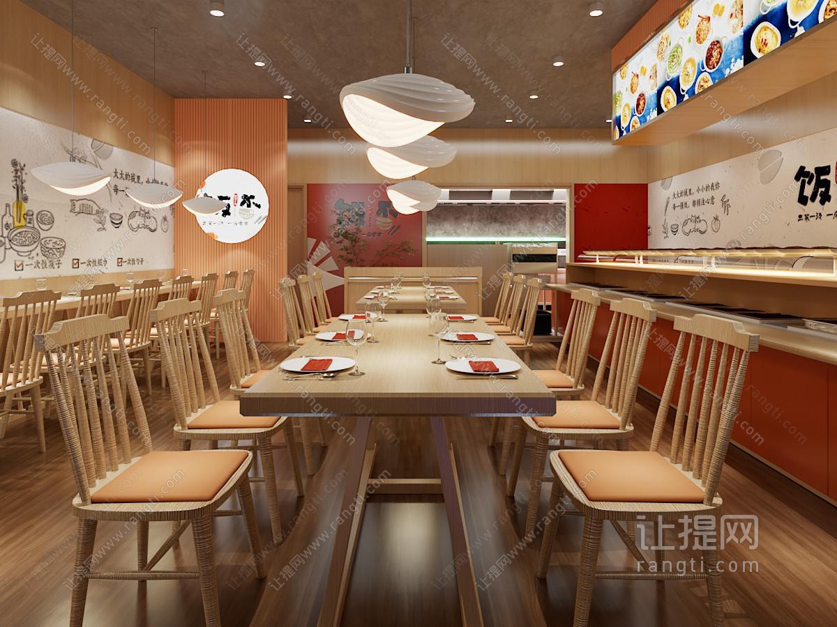 新中式饭店餐馆就餐区