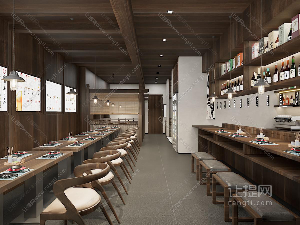 现代原木风饭店餐馆就餐区