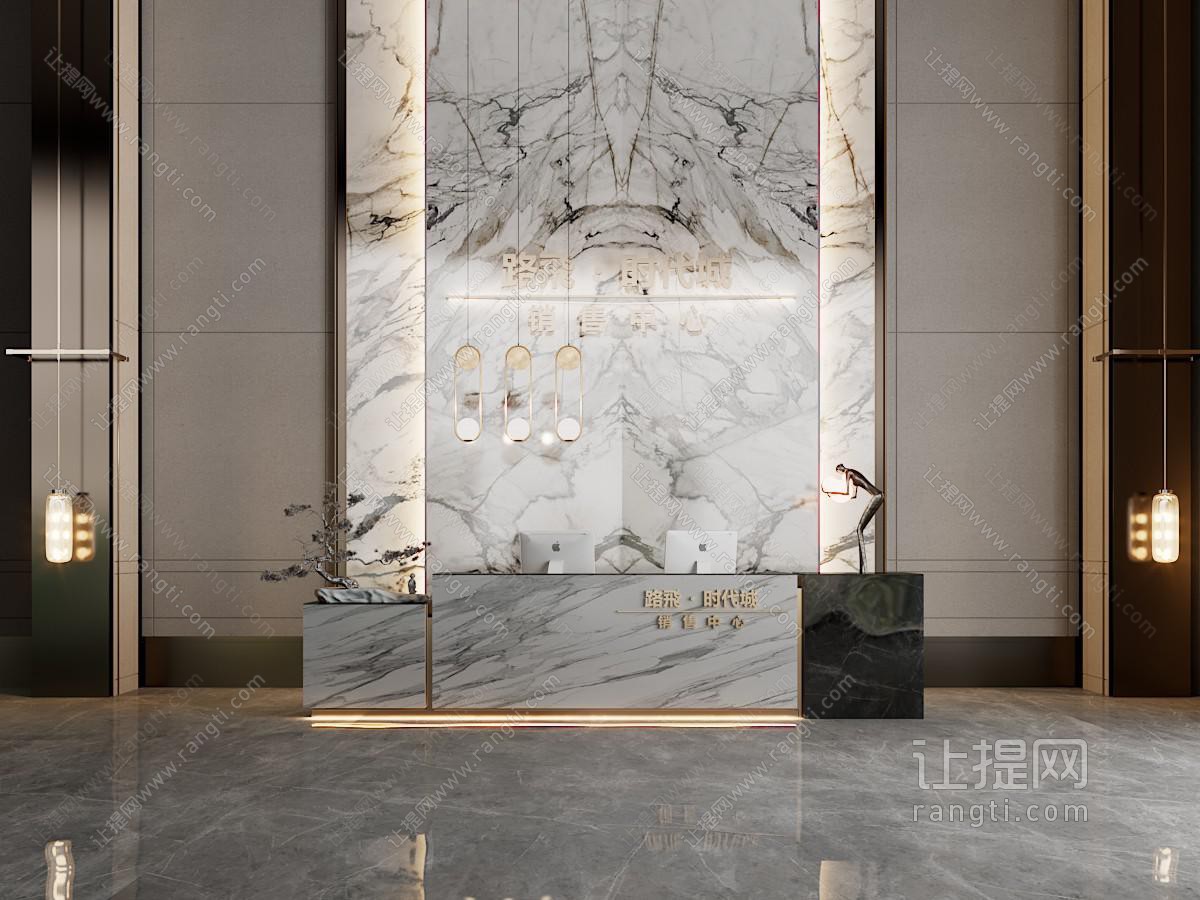 新中式酒店大堂前台接待
