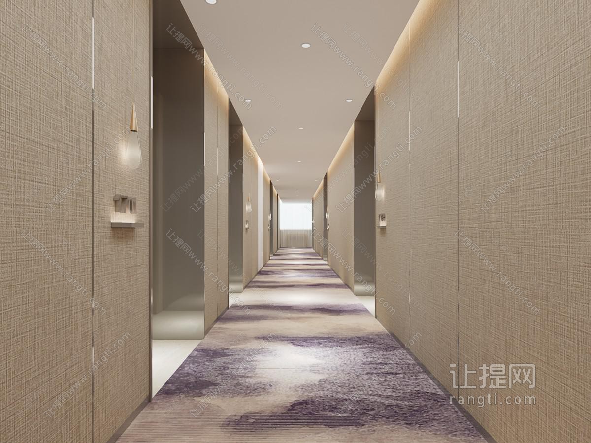 新中式酒店客房走廊过道