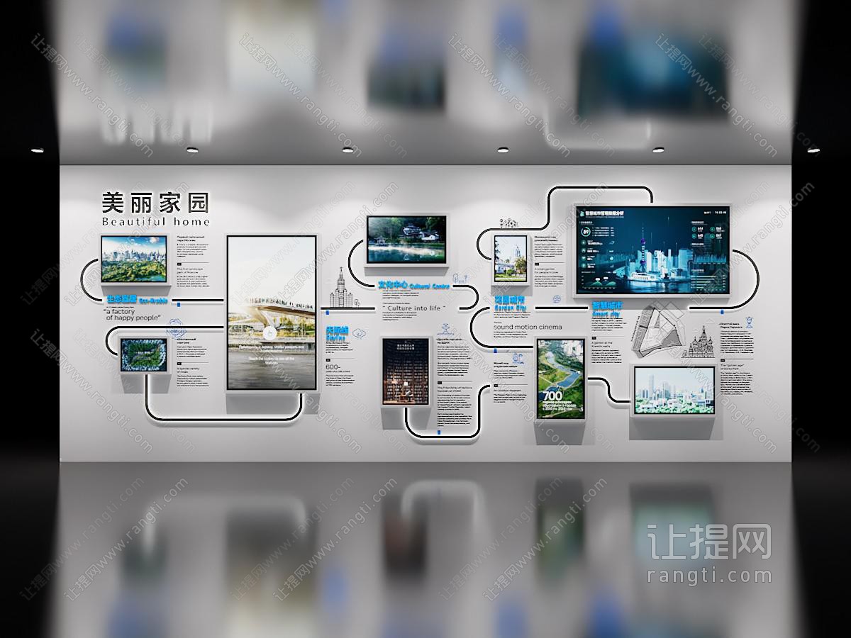 现代美丽家园展厅展览 文化墙