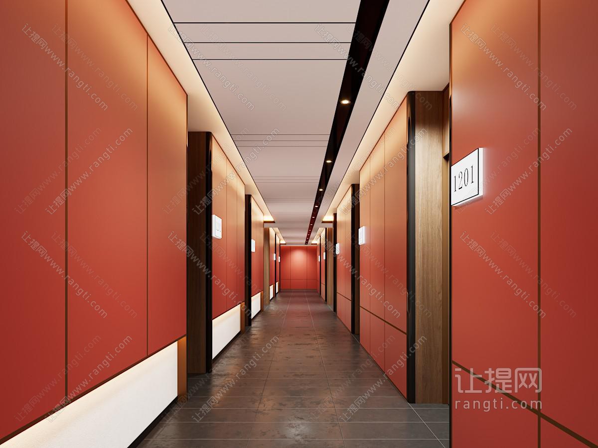 新中式酒店客房走廊过道