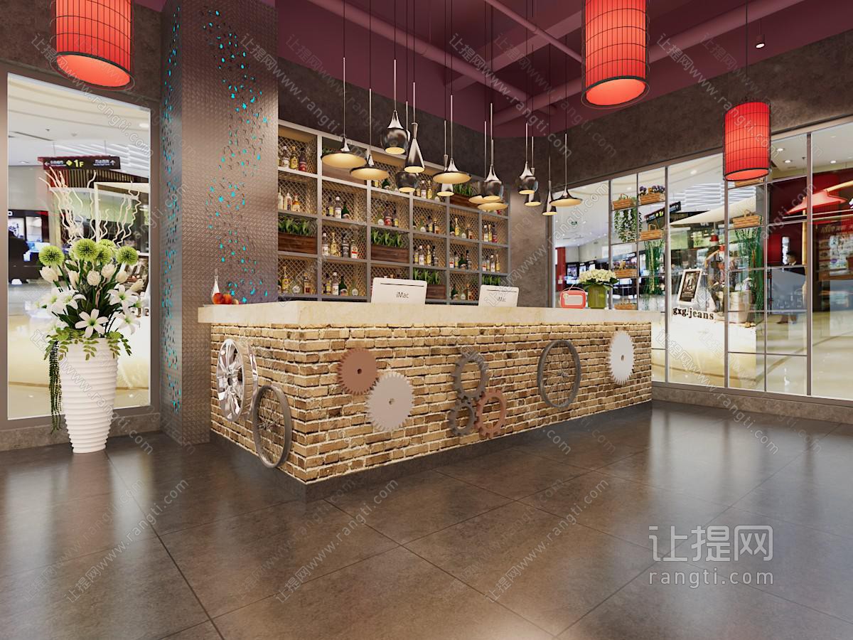 工业风loft饭店餐馆收银台