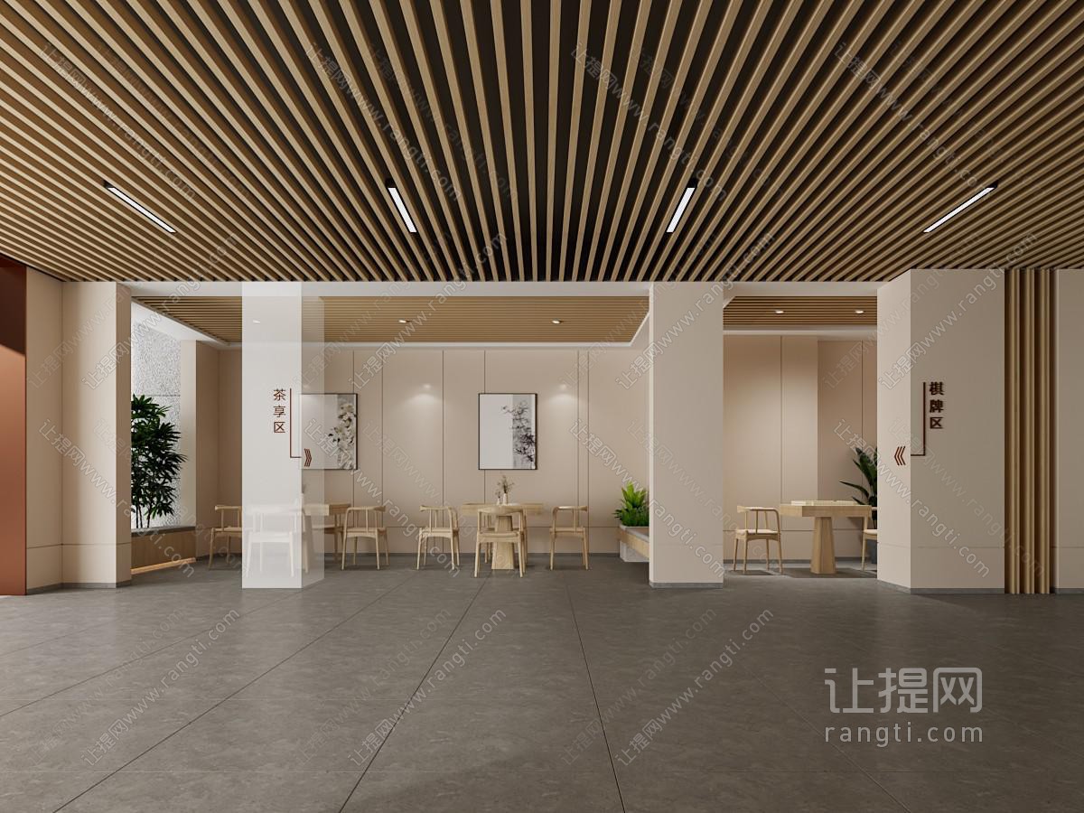 新中式棋牌室 茶室 架空层