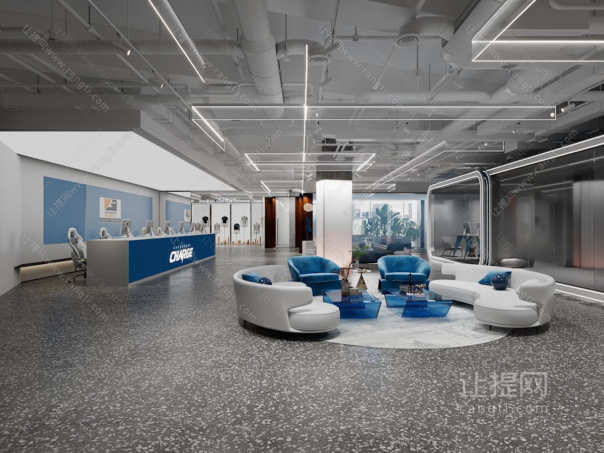 工业风loft公司大堂前台接待区
