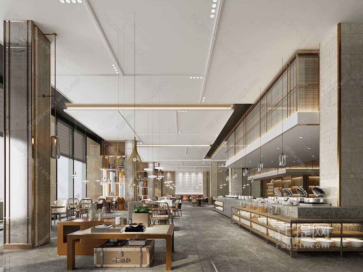新中式饭店餐馆就餐区 自助餐餐厅