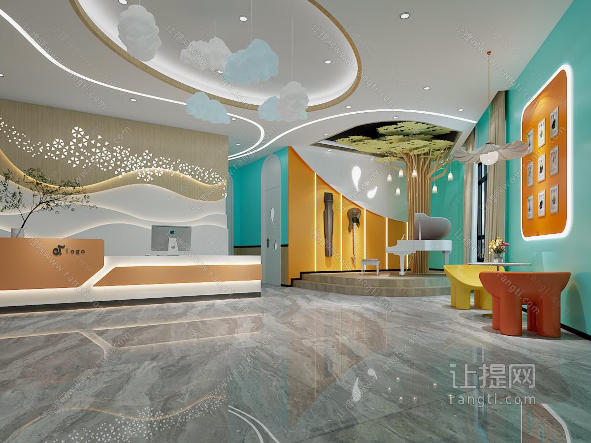 现代艺术培训大堂前台接待