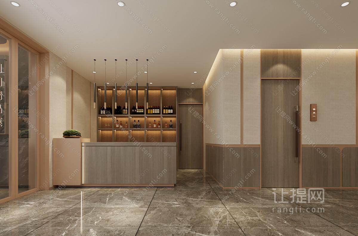 新中式酒店大堂前台接待
