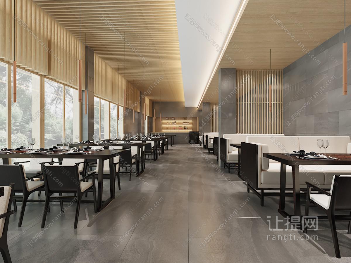 新中式饭店餐馆就餐区